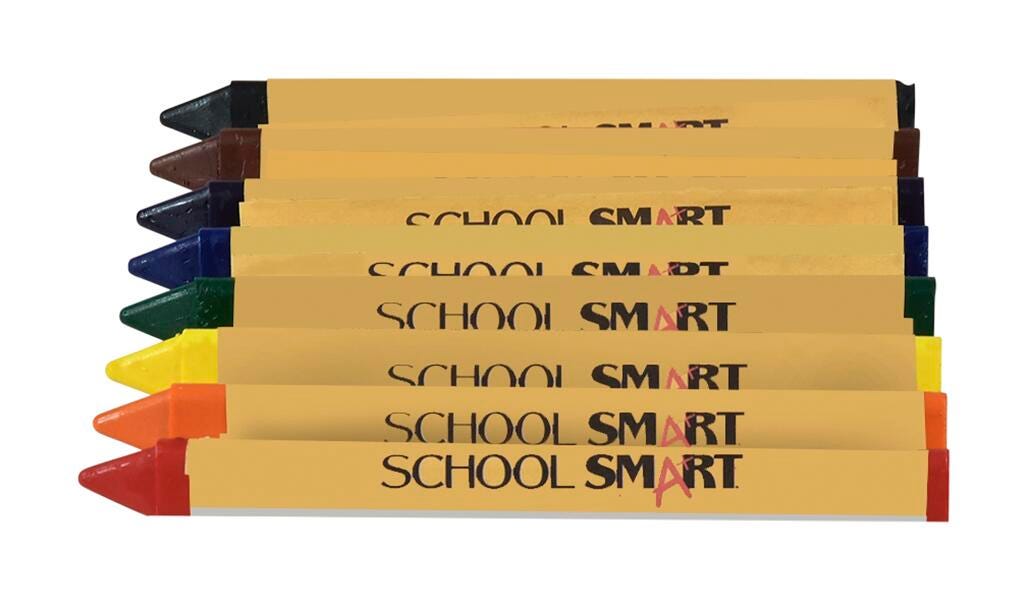 School Smart Triangular Crayons, Assorted Colors, Pack of 8 1593523